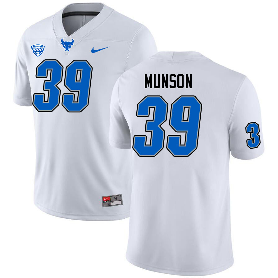 Buffalo Bulls #39 Jamiere Munson College Football Jerseys Stitched Sale-White